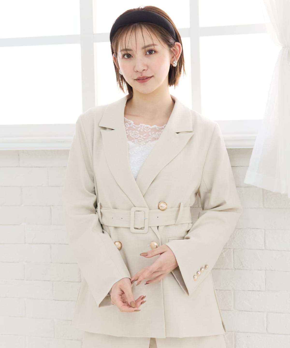 【セットアップ可能】ベルテッドダブルジャケット