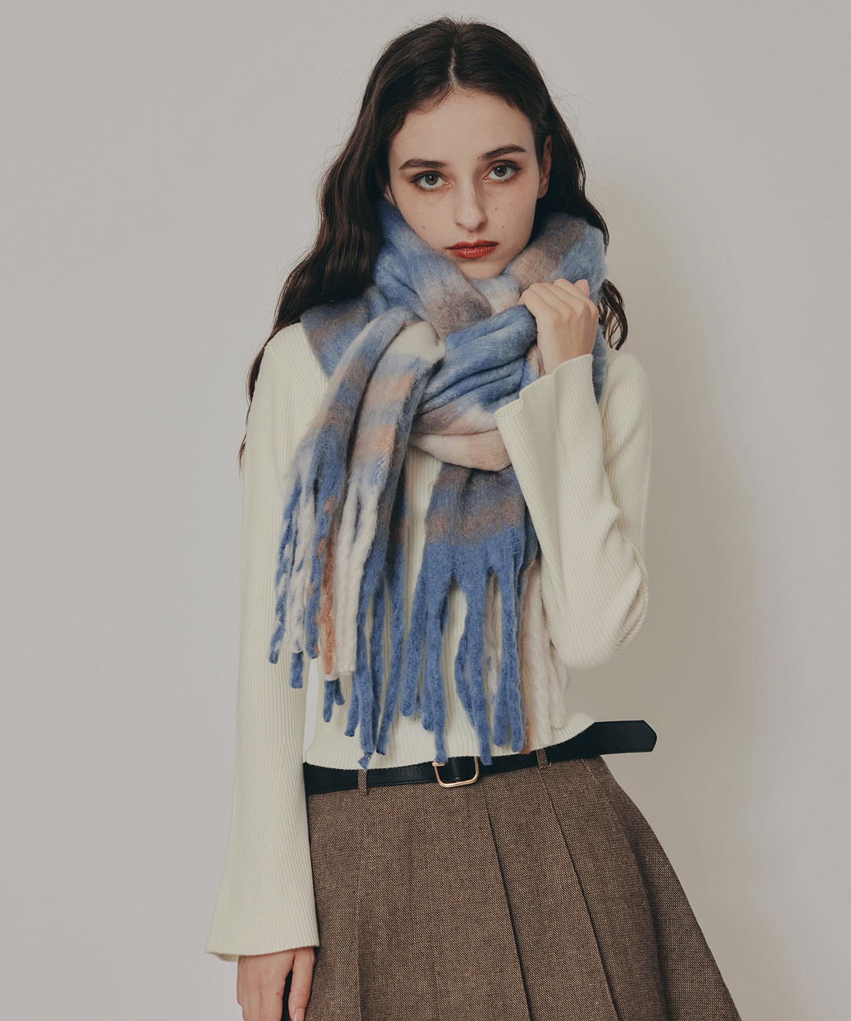 ワイドチェックマフラー