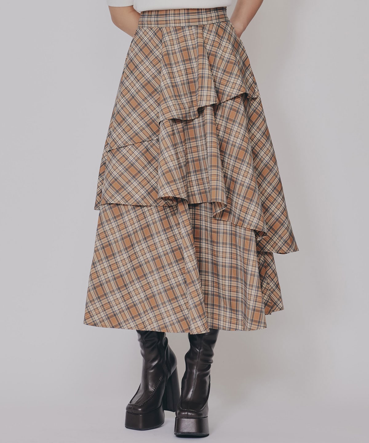 タータンチェックティアードスカート