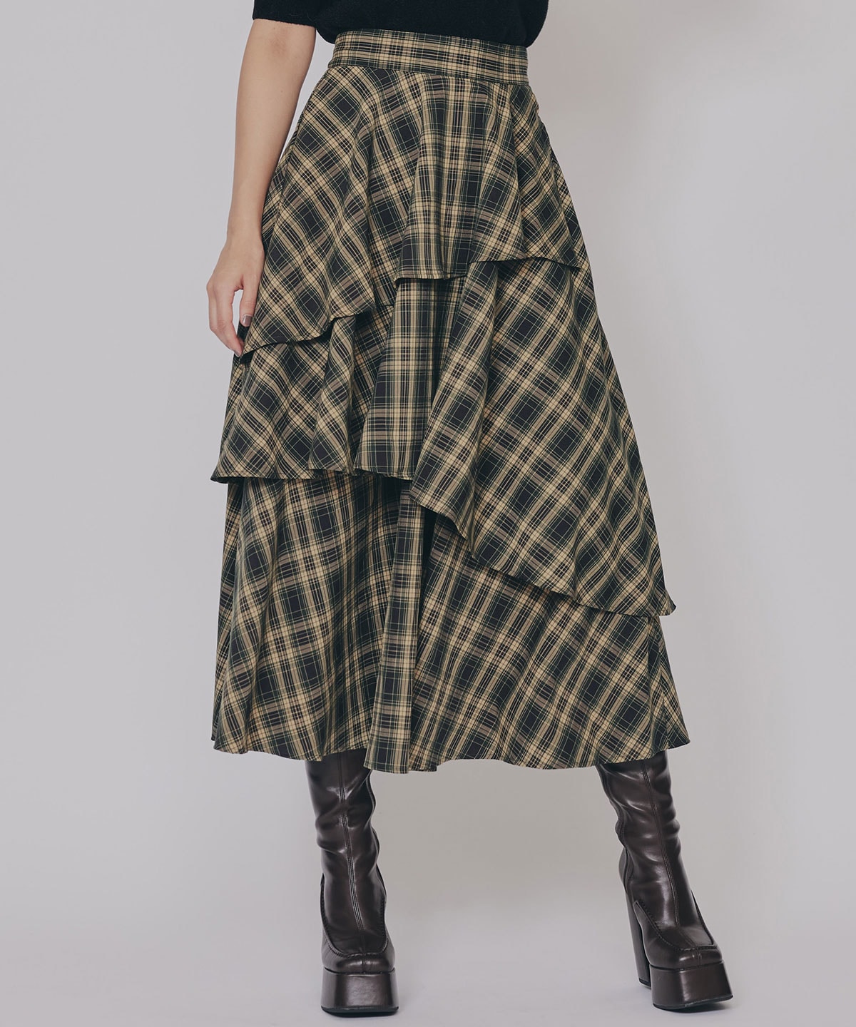 タータンチェックティアードスカート
