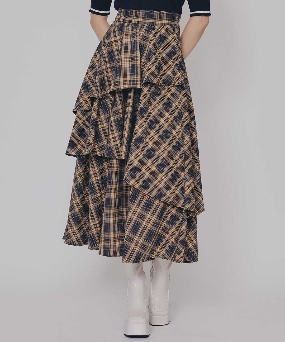 タータンチェックティアードスカート