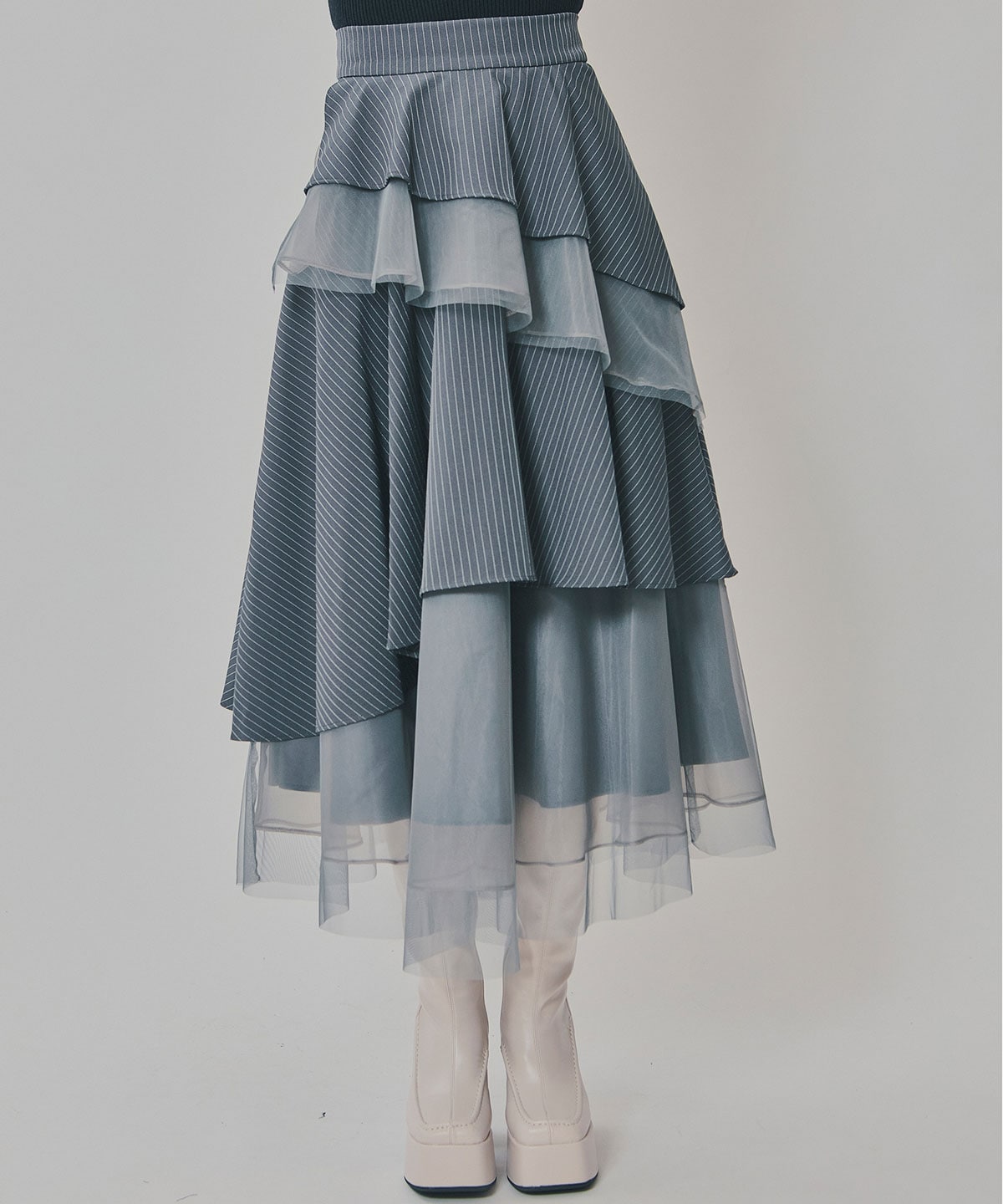 シアーMIXティアードスカート