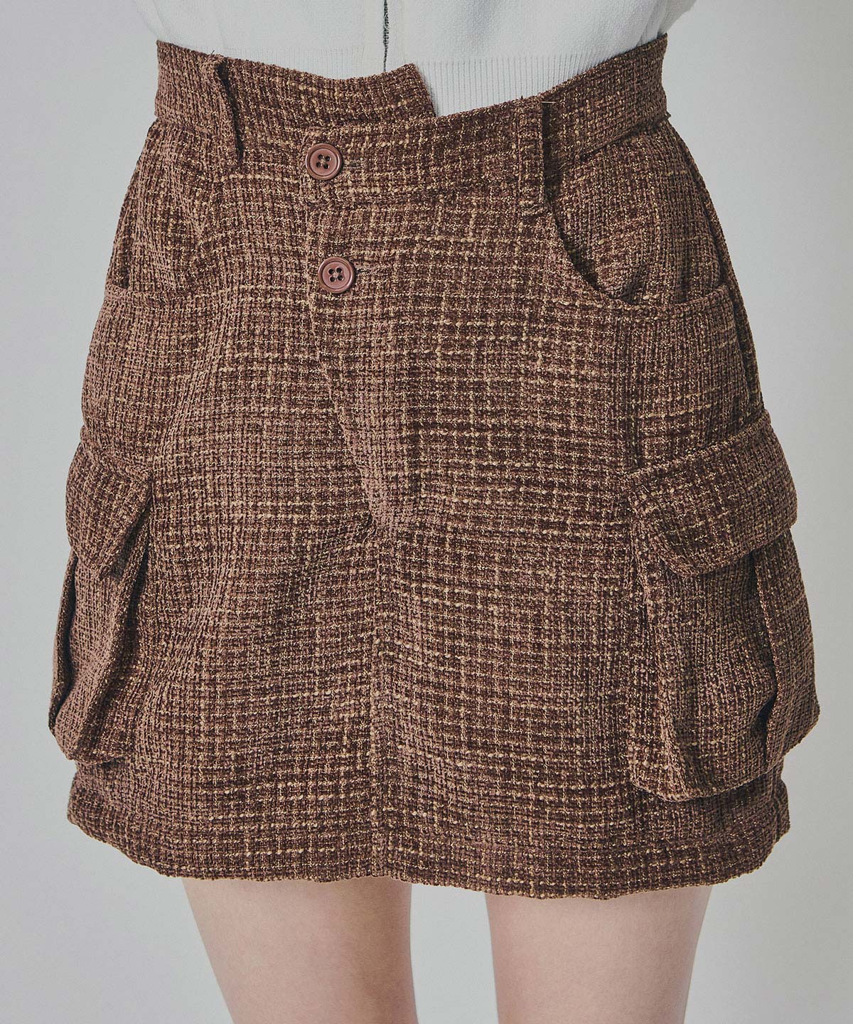 モールツイードカーゴミニスカート