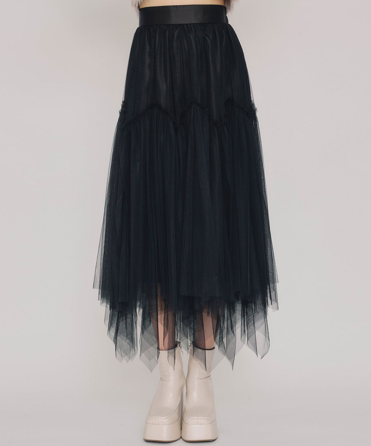チュールフレアロングスカート