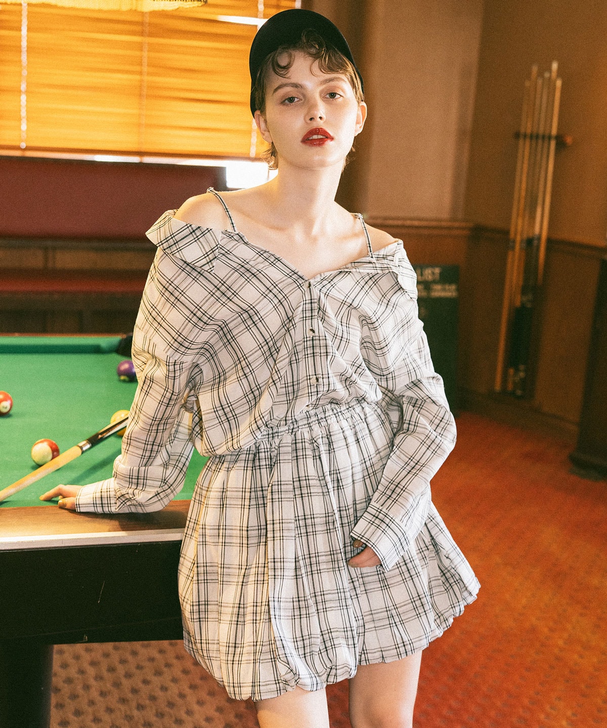 マルチWAYチェックブラウス×バルーンスカートセットアップ