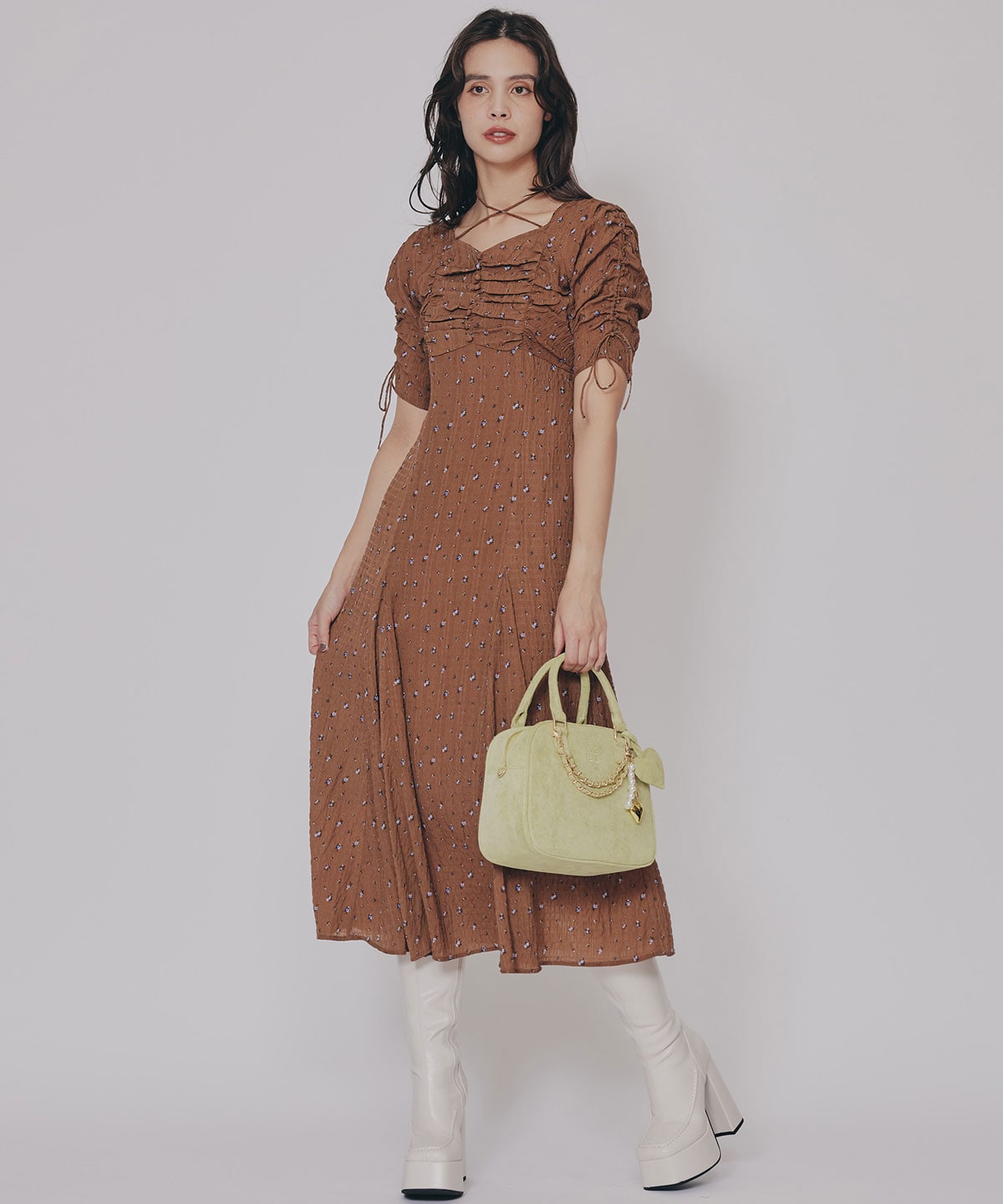 ミニフラワーイレヘムロングワンピース