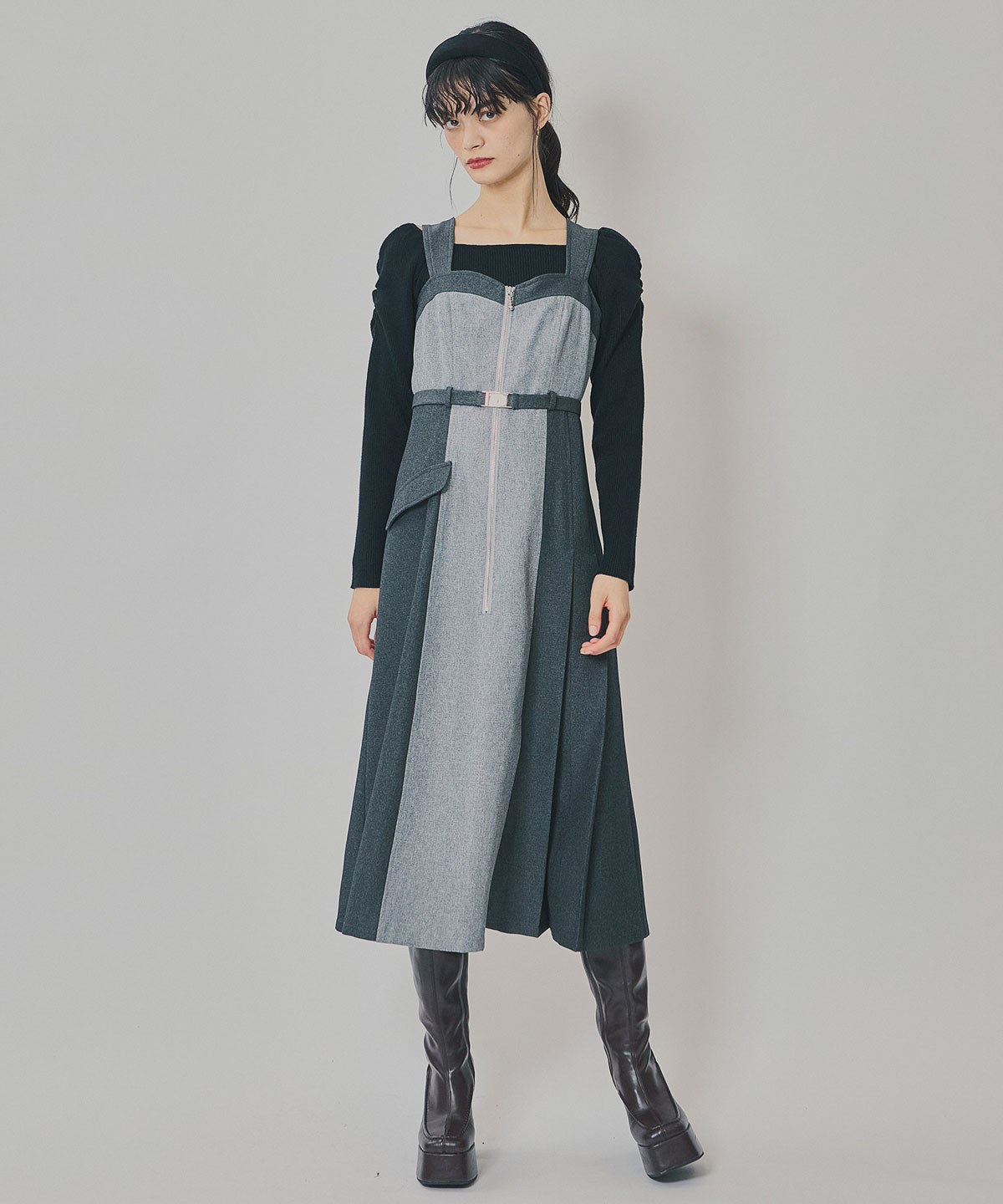 フロントジップバイカラージャンスカ