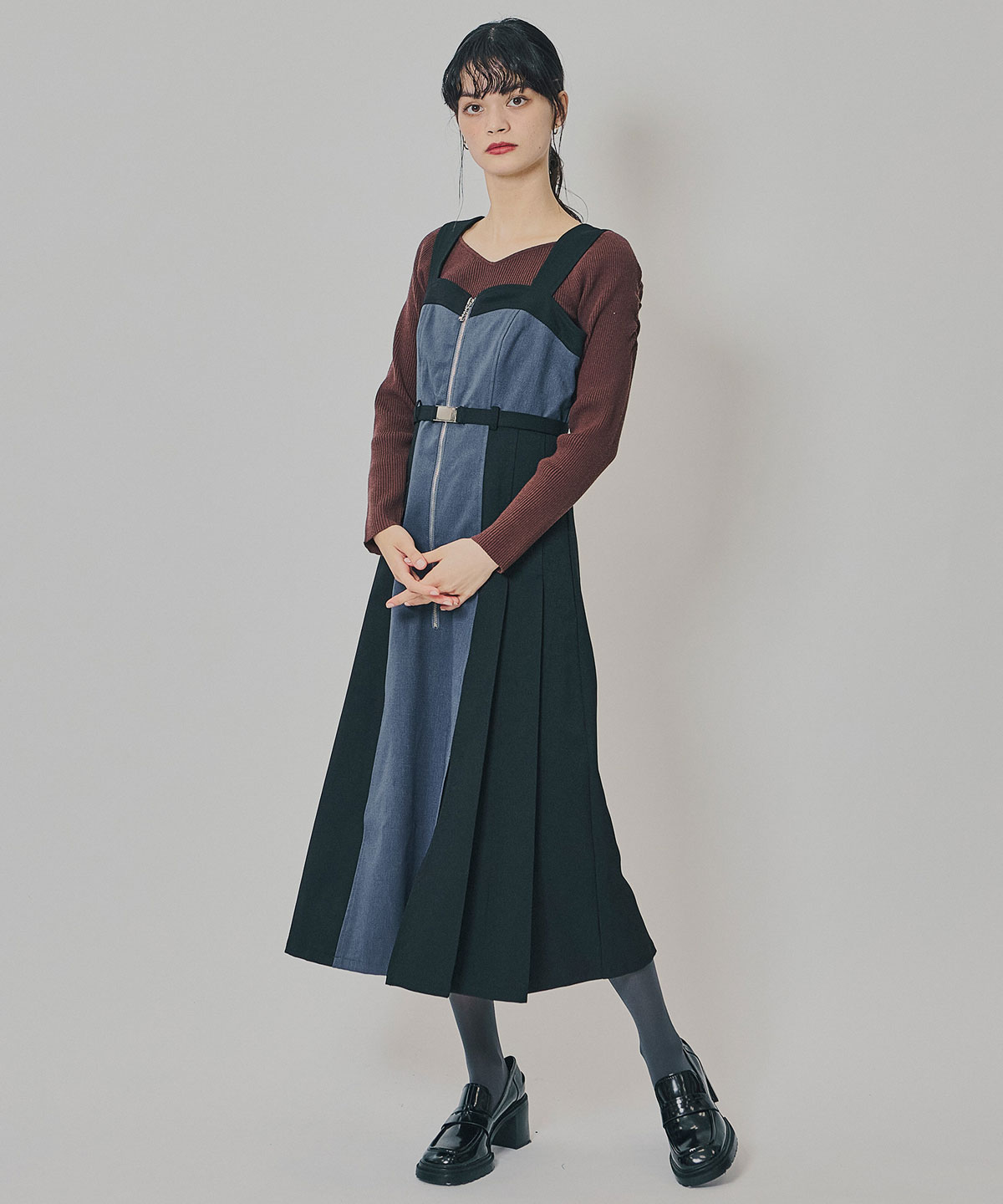 フロントジップバイカラージャンスカ