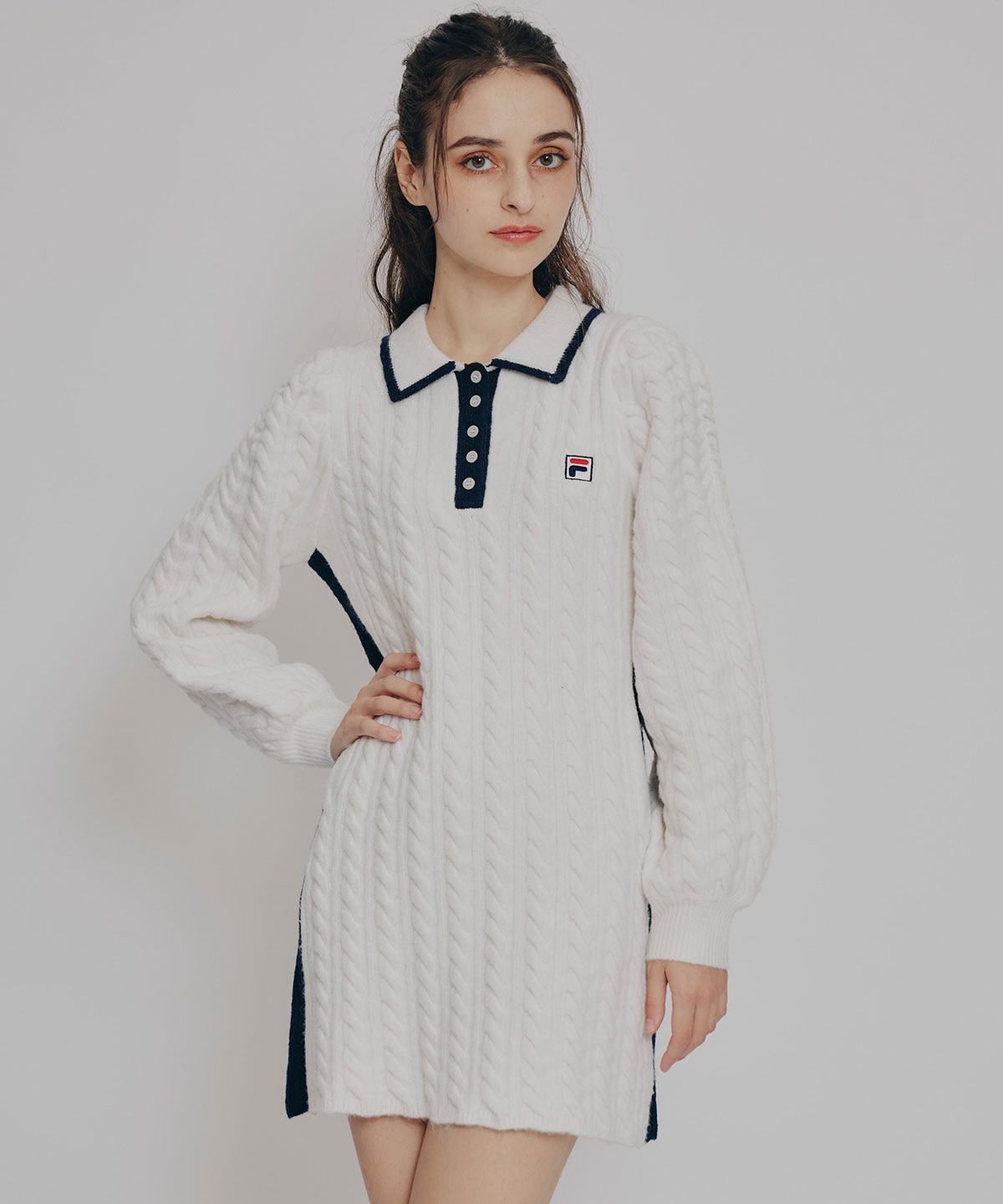 ［FILA×REDYAZEL］ケーブルニットポロミニワンピース