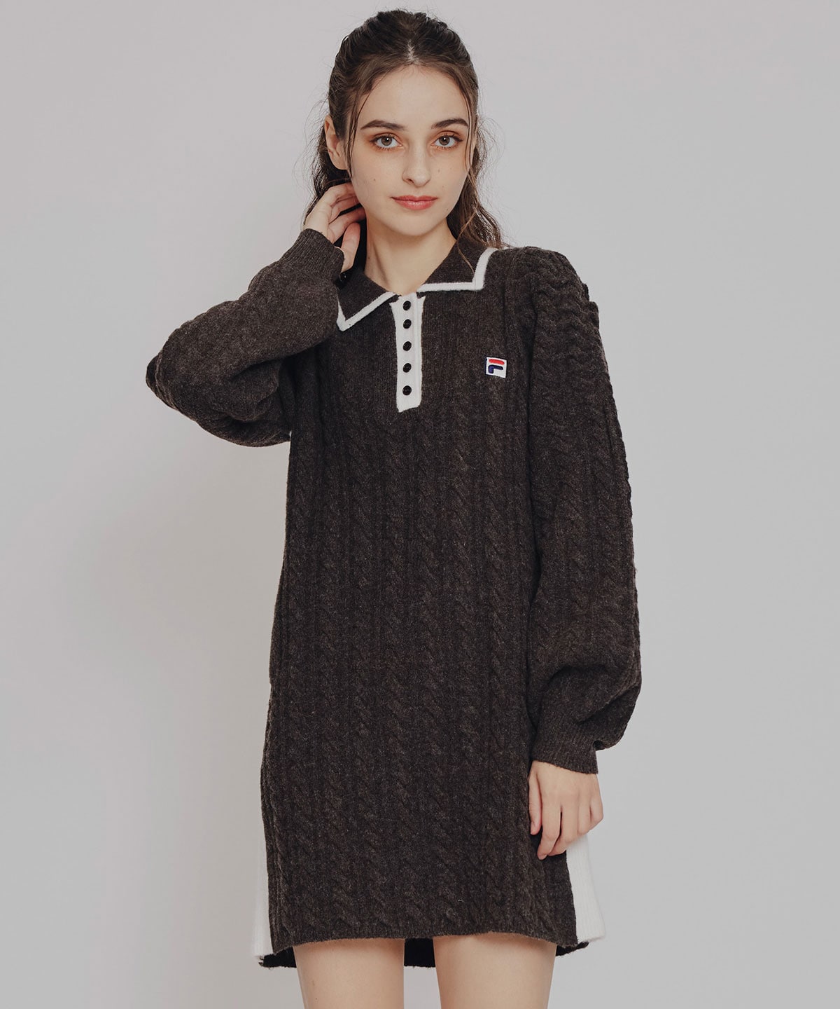 ［FILA×REDYAZEL］ケーブルニットポロミニワンピース