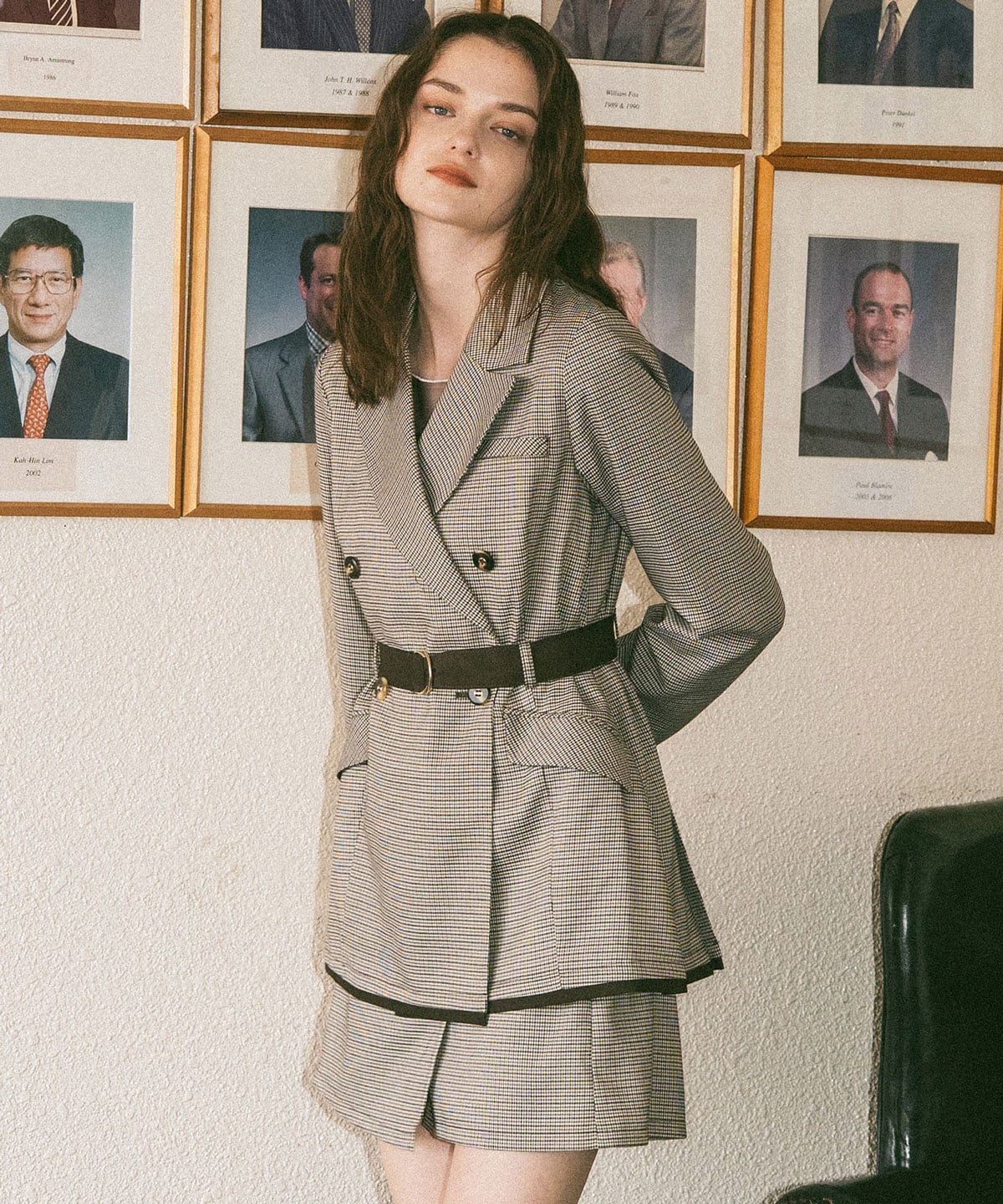 【セットアップ可能】グレンチェックダブルジャケット