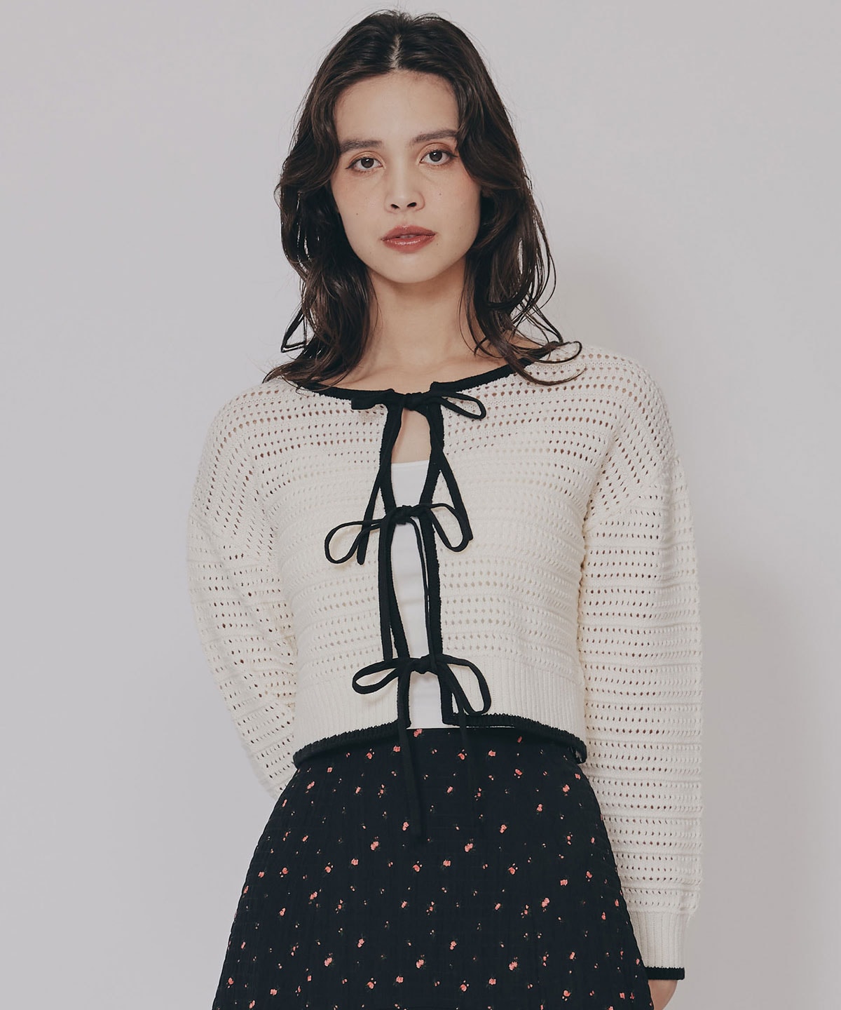 リボンニットカーディガン