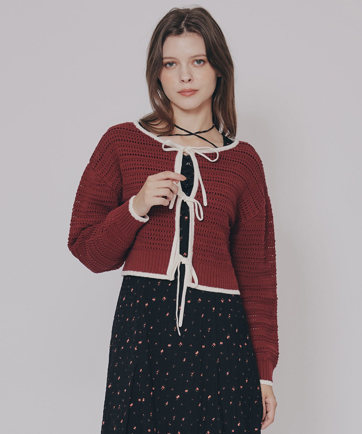 リボンニットカーディガン