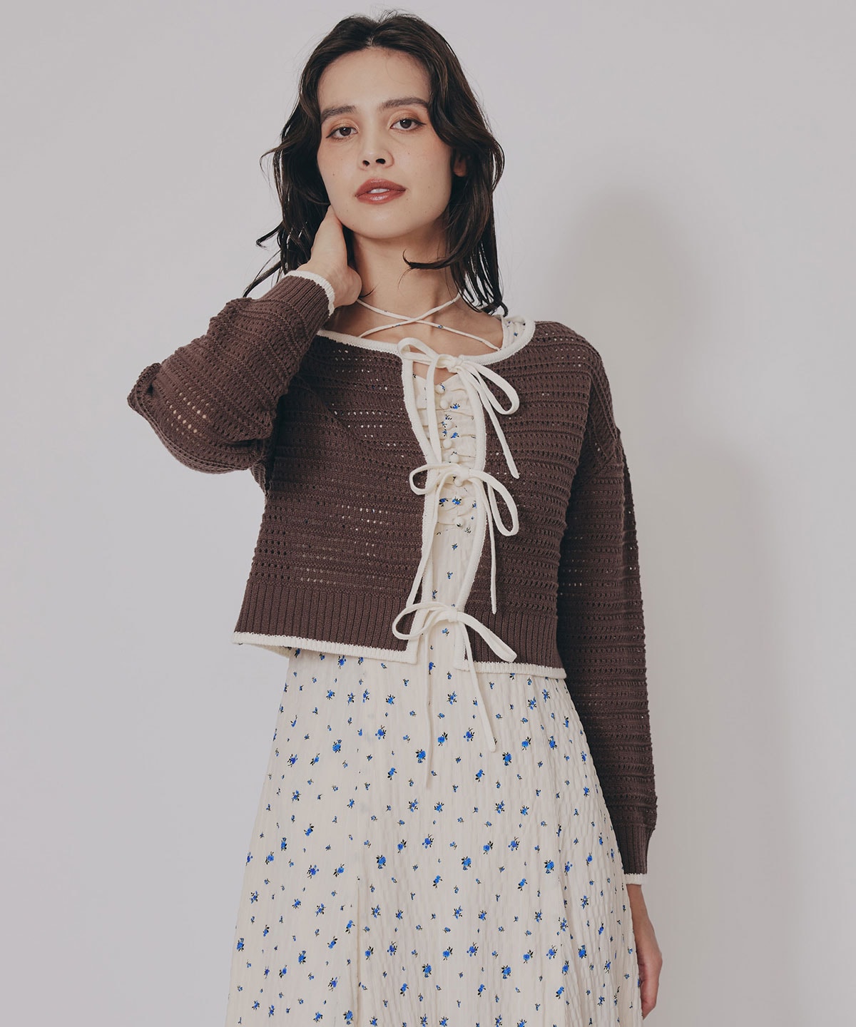 リボンニットカーディガン