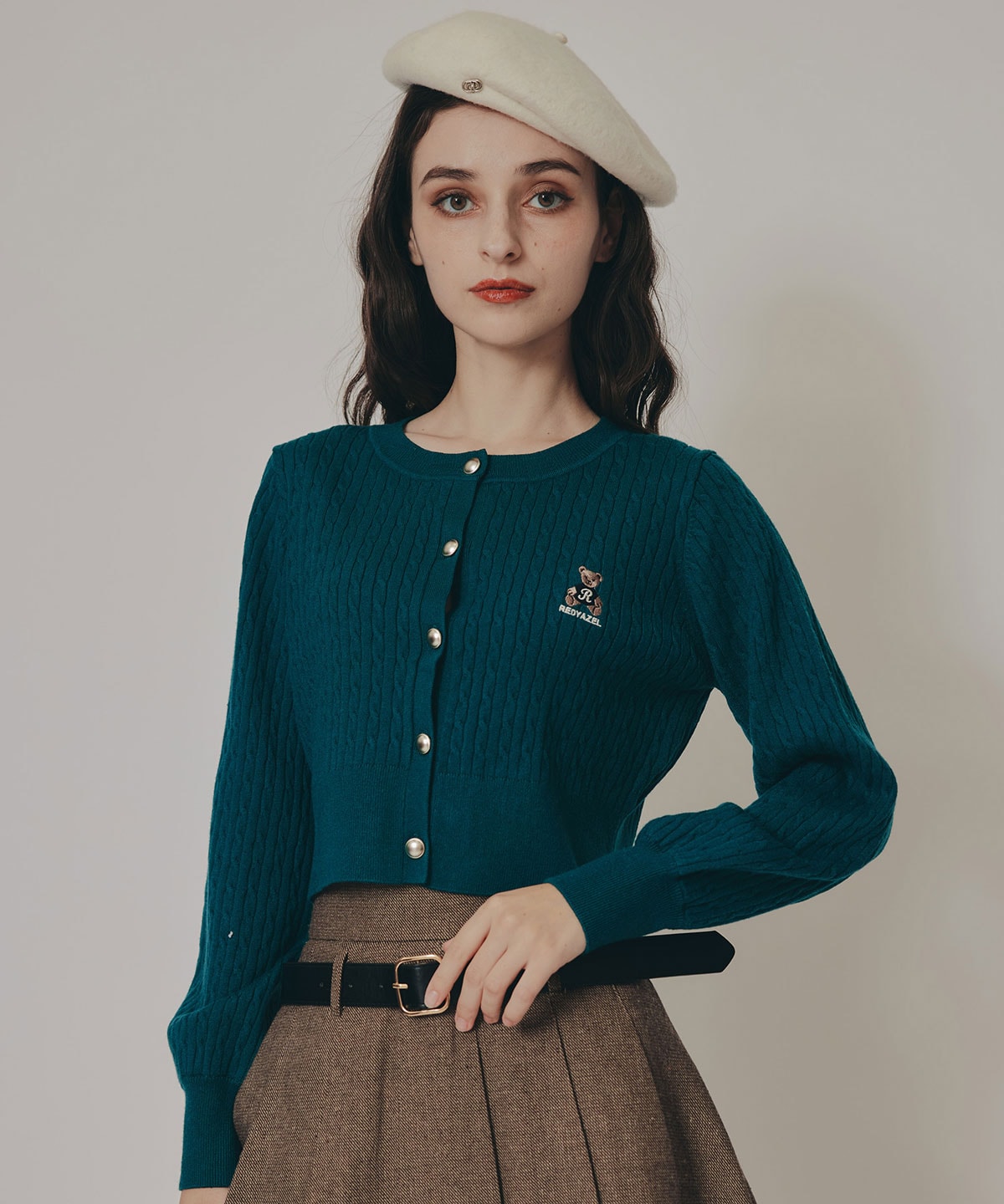 Azelyミニケーブルニットカーディガン