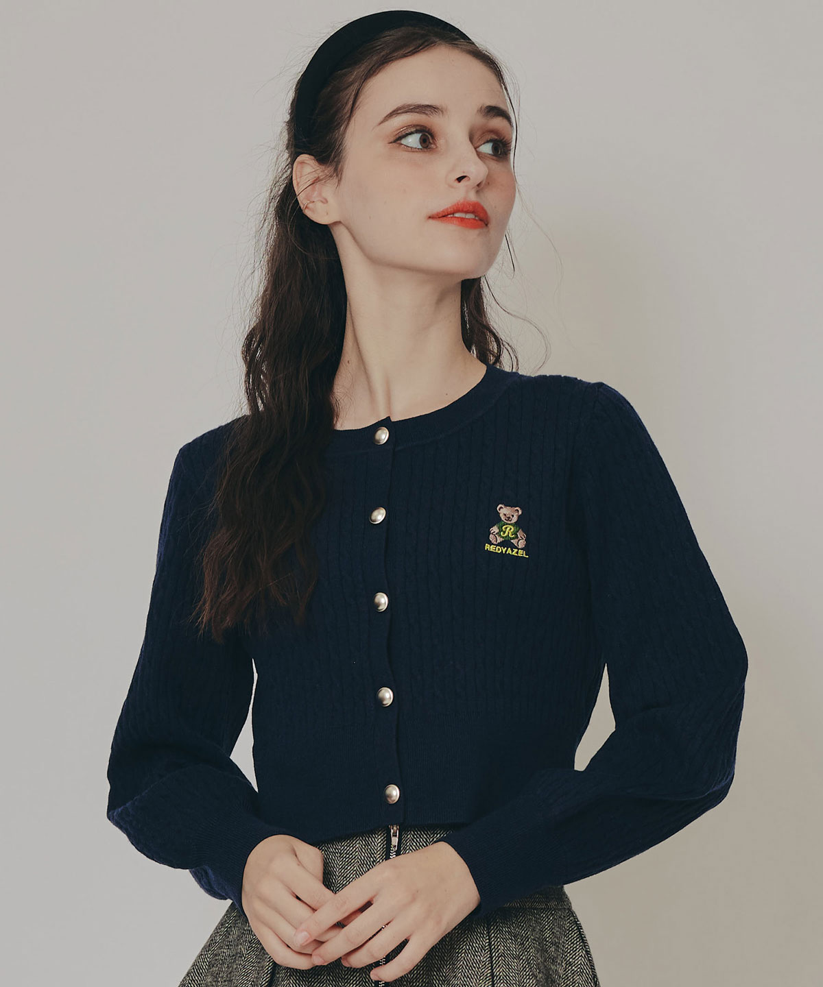 Azelyミニケーブルニットカーディガン