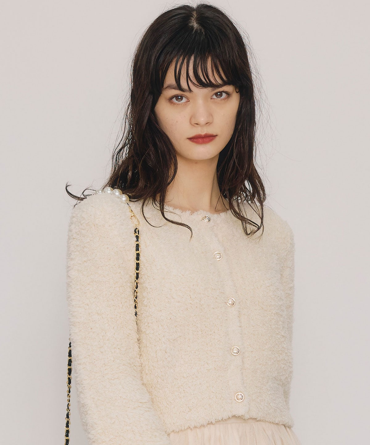 フラッフィブークレシャギーニットカーディガン