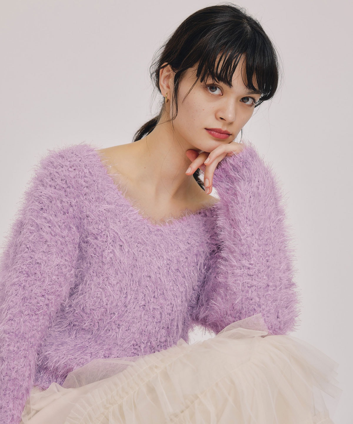 ブークレラメシャギーニットプルオーバー