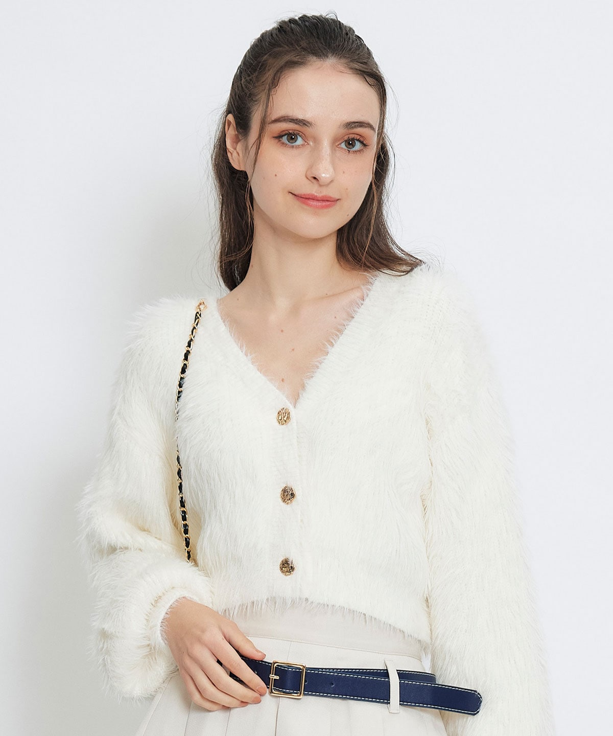 コンパクトシャギーニットカーディガン