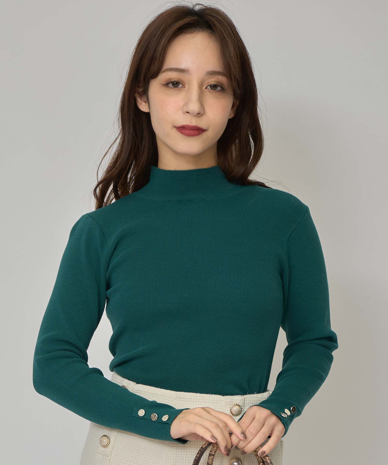 2WAYハイネックボタンニットトップス