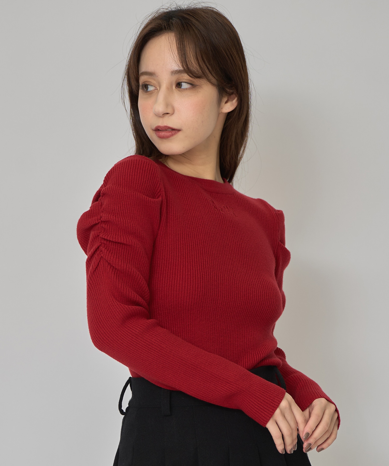 パワショルロゴリブニットトップス