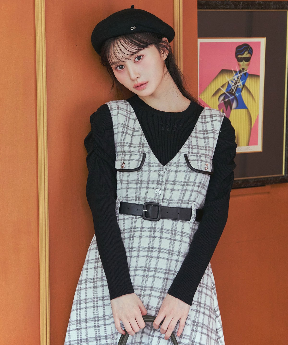 パワショルロゴリブニットトップス