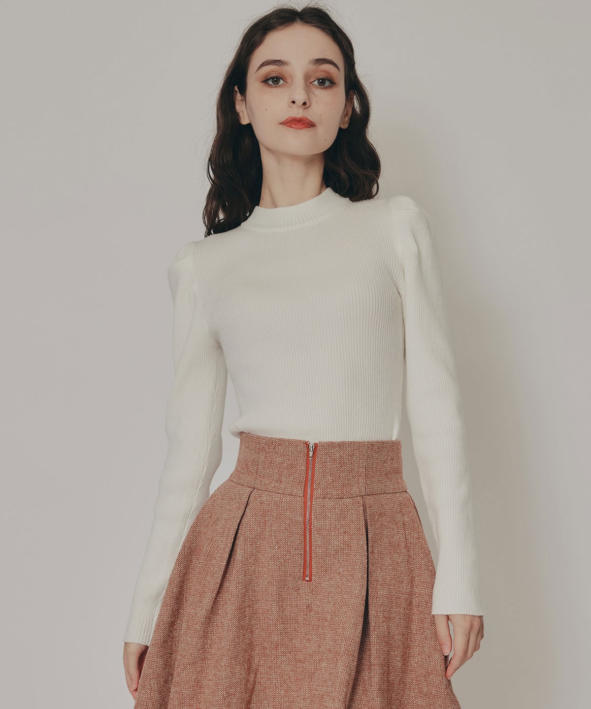 パワショルボトルネックニットトップス