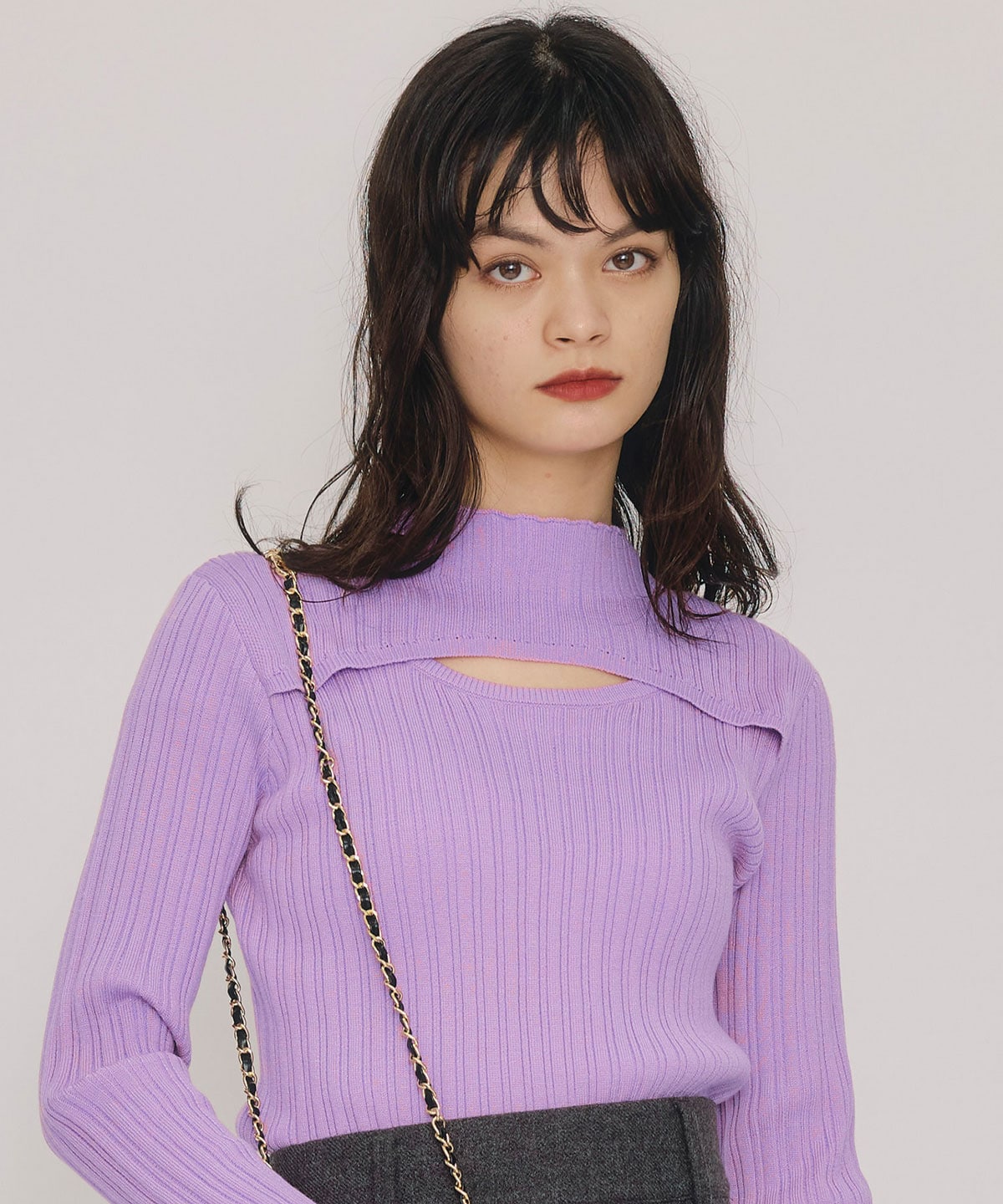 レイヤードデザインランダムリブニットプルオーバー