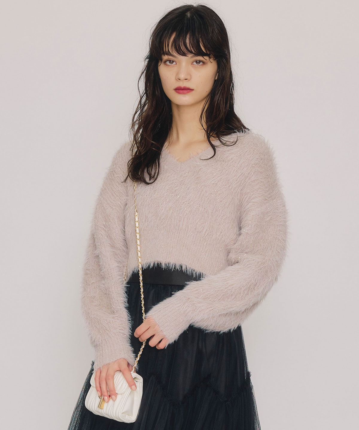 ラメシャギーニットプルオーバー