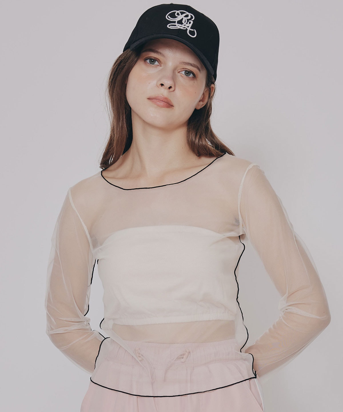 バイカラーメロウチュールトップス×ベアトップ