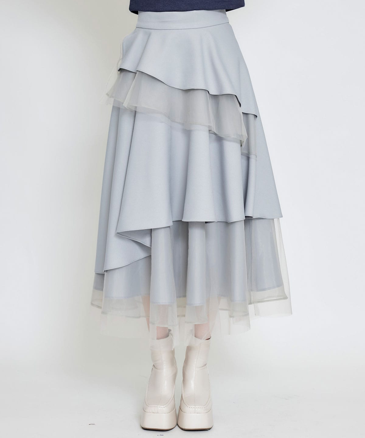 シアーMIXティアードロングスカート