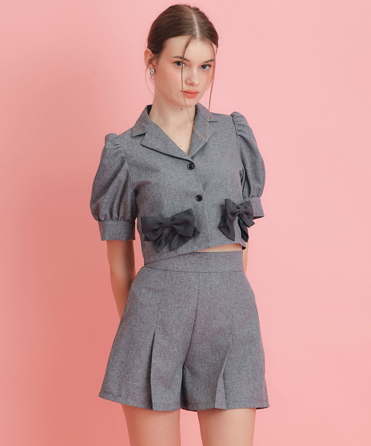 マルチリボンジャケット×ショートパンツセットアップ