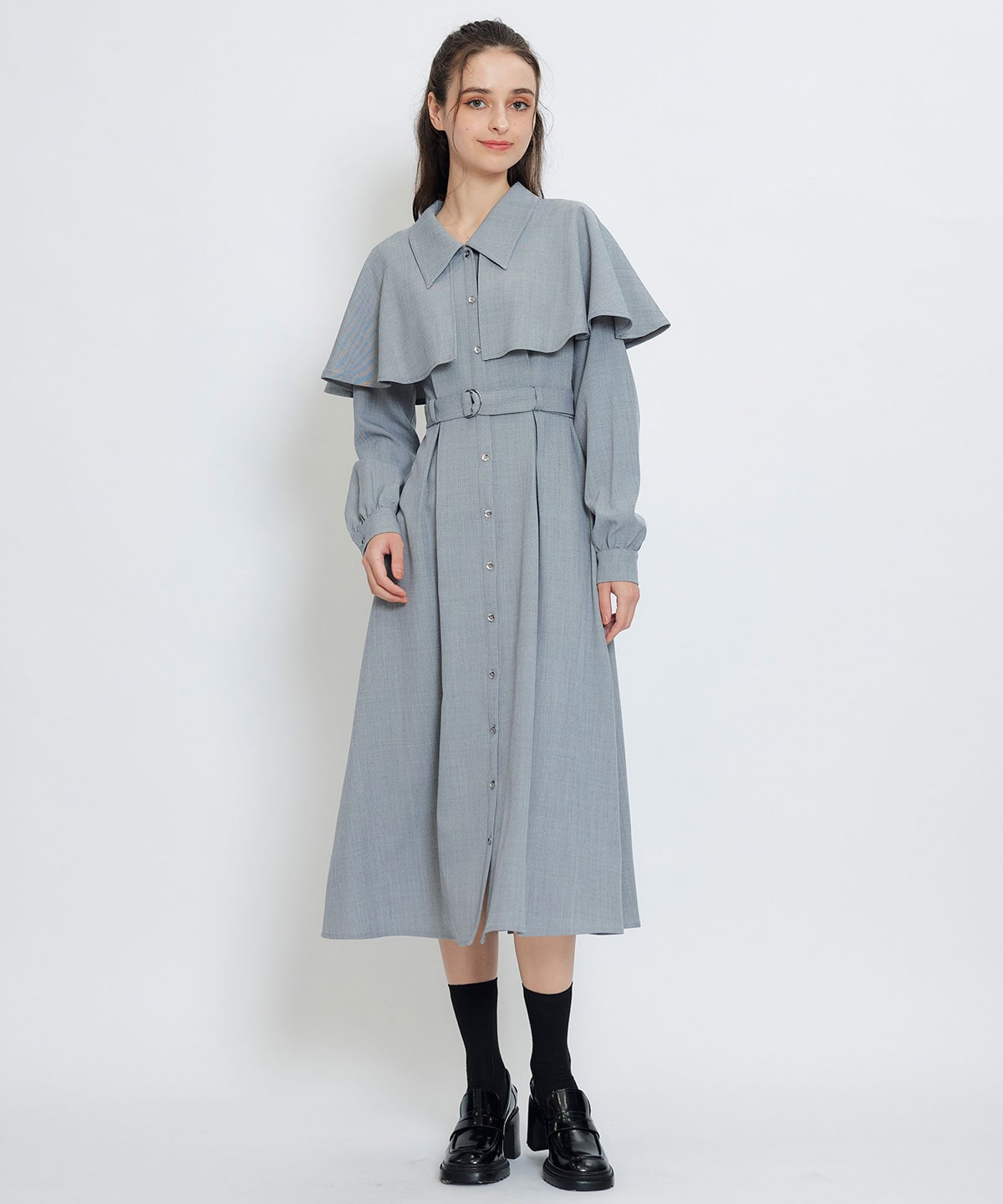 ケープライクロングフレアワンピース