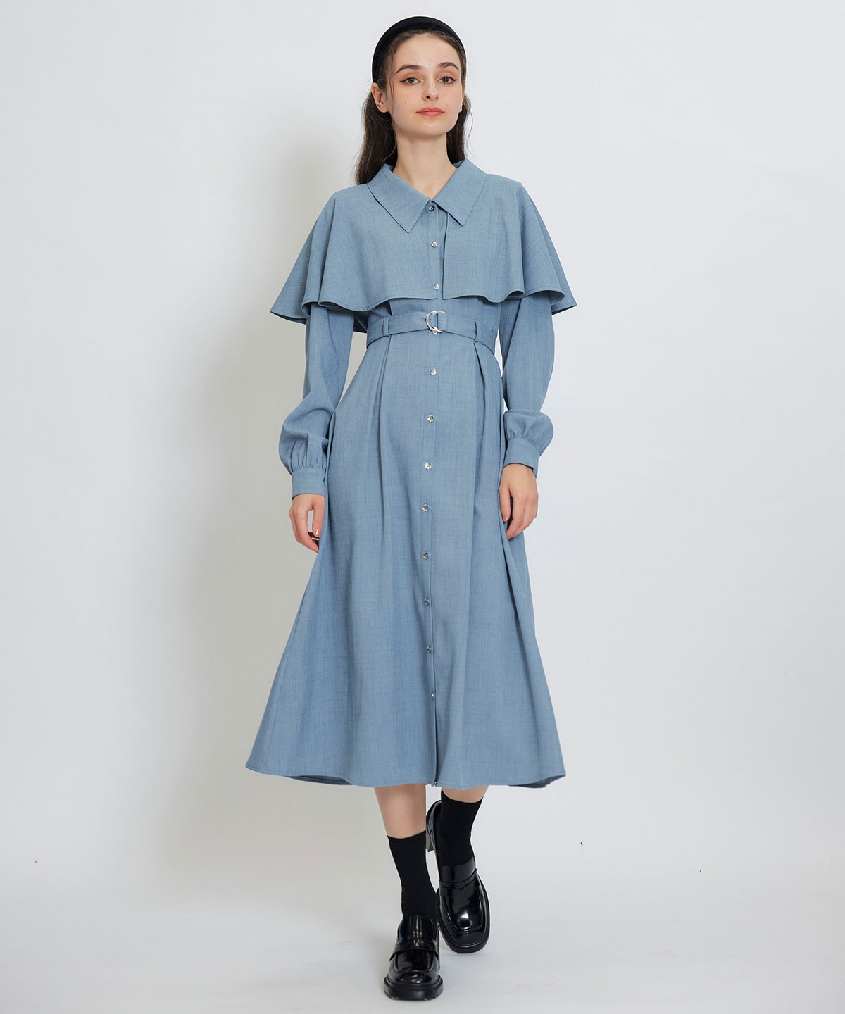 ケープライクロングフレアワンピース