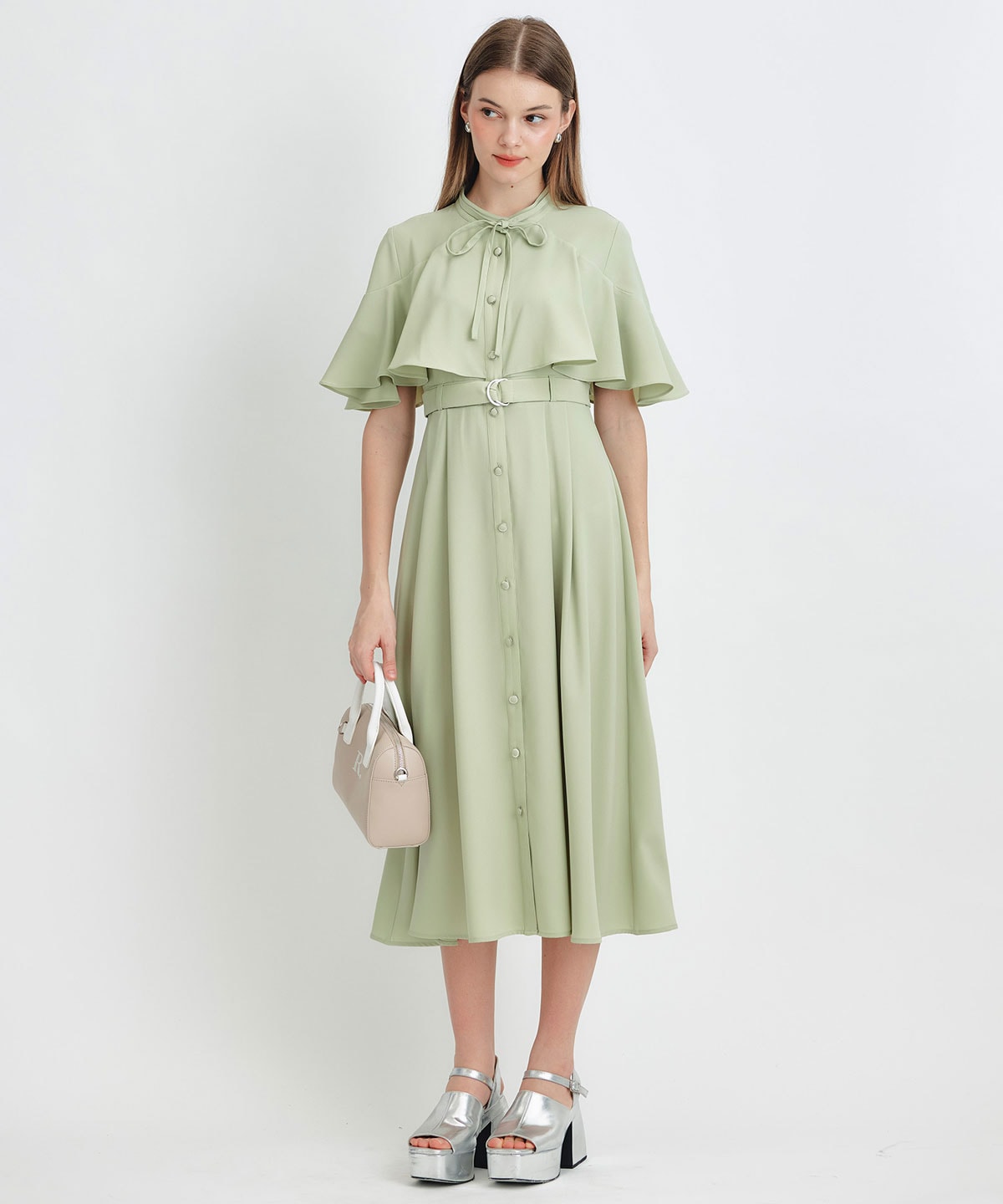 ケープフレアロングワンピース