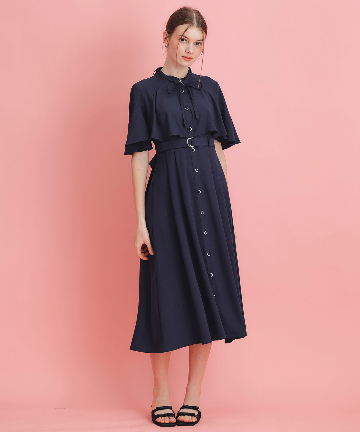 ケープフレアロングワンピース