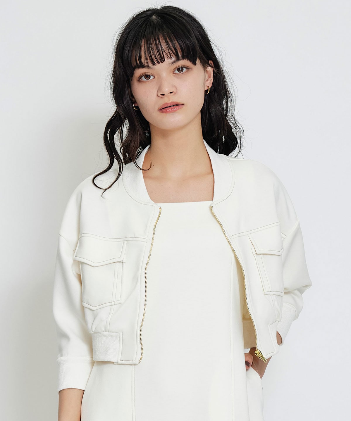 【セットアップ可能】バイカラーステッチカットブルゾン