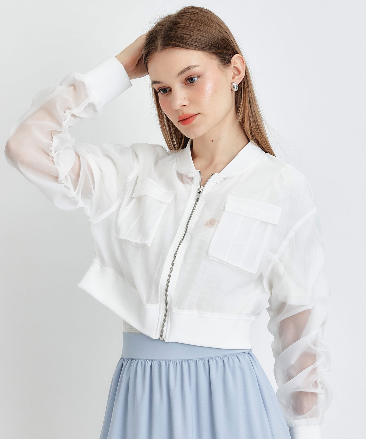 ギャザーシアーショートブルゾン