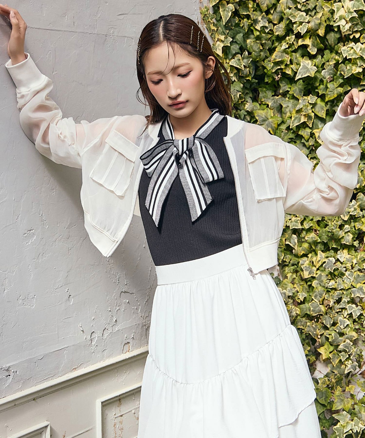 ギャザーシアーショートブルゾン