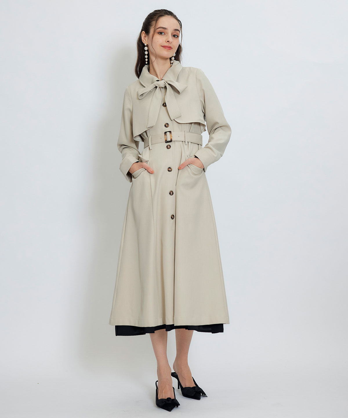 2WAYレイヤードライクリボントレンチコート