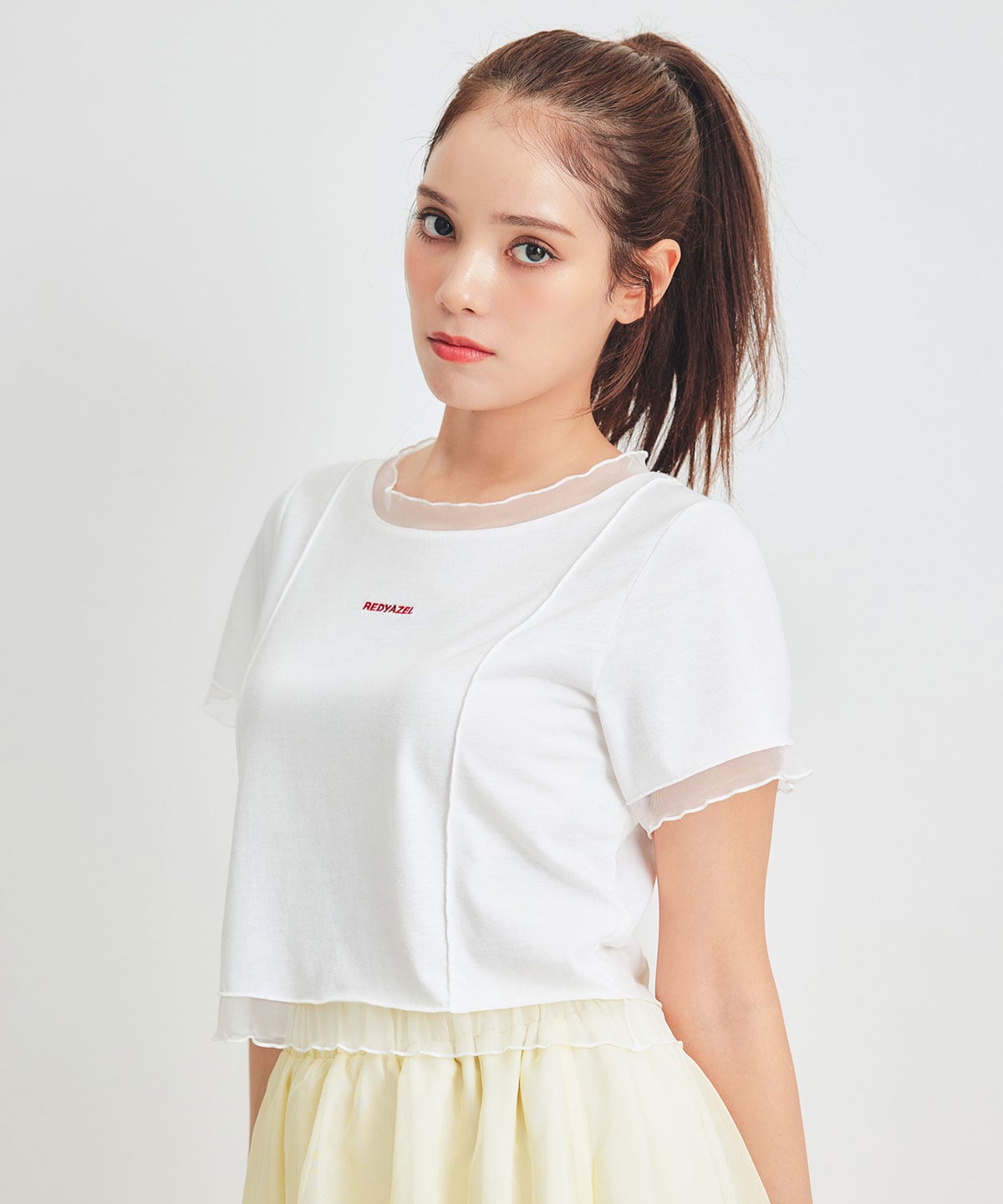 シアーレイヤードコンパクトロゴTシャツ