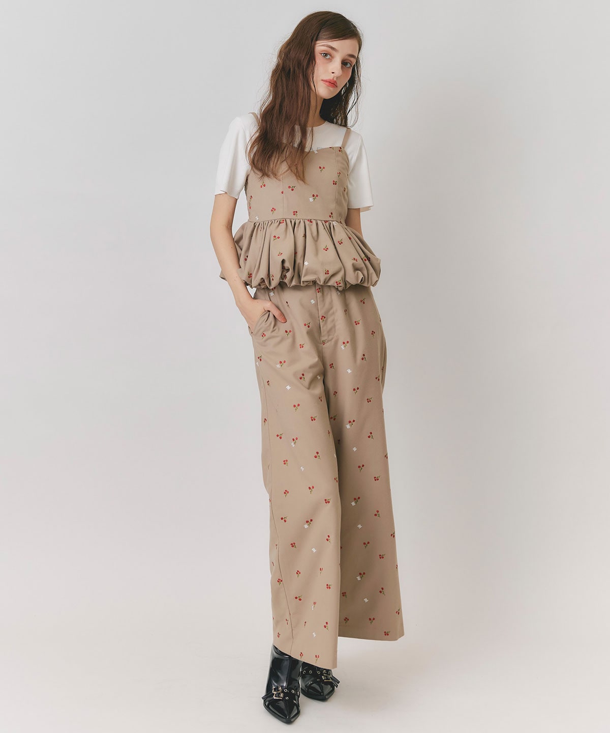 【Fleur monogram Series】フルールモノグラムエンブロイダリーワイドパンツ