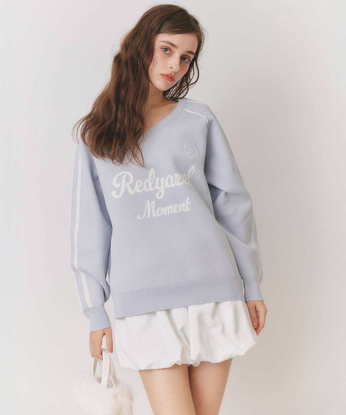 ロゴメッシュニット×バルーンショートパンツセットアップ
