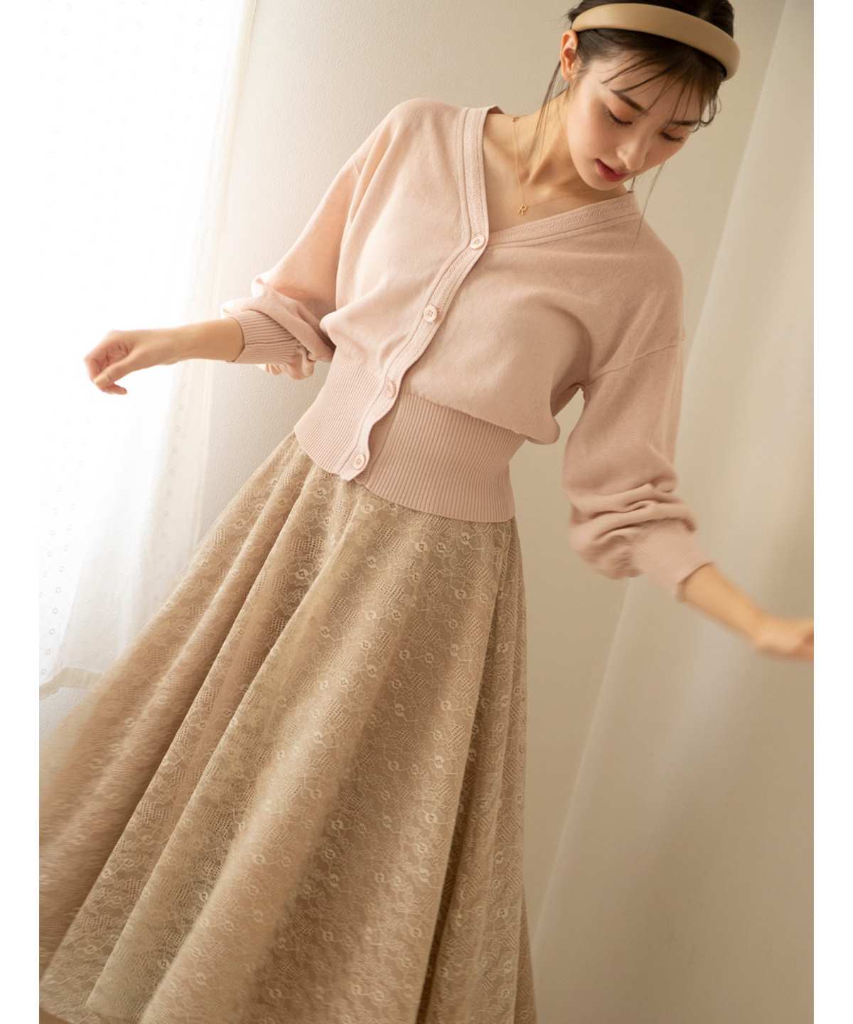 レースレイヤードマキシスカート M ベージュ Swingle 公式オンラインショップ バーンデストローズ