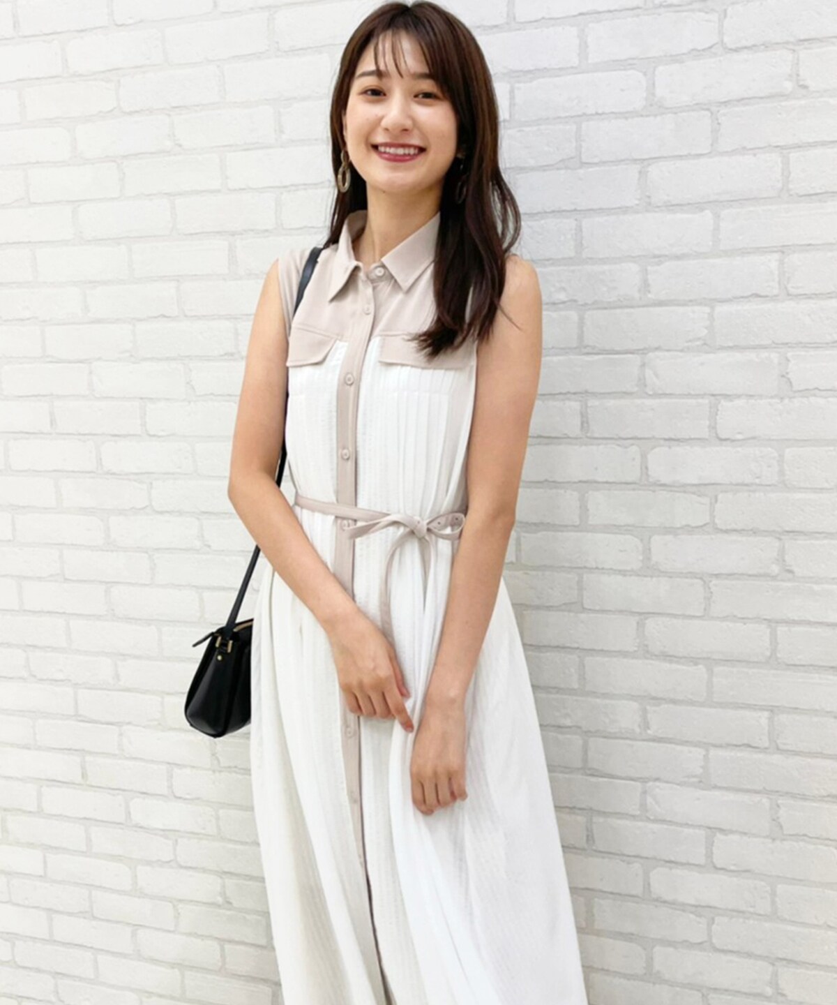 フレンチスリーブ配色シアーワンピース S ベージュ Swingle 公式オンラインショップ バーンデストローズ