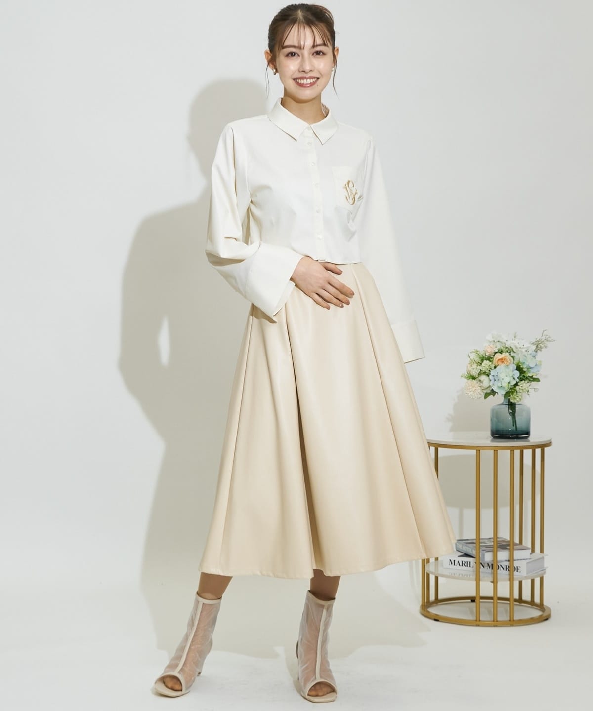 エコレザーパネルフレアスカート