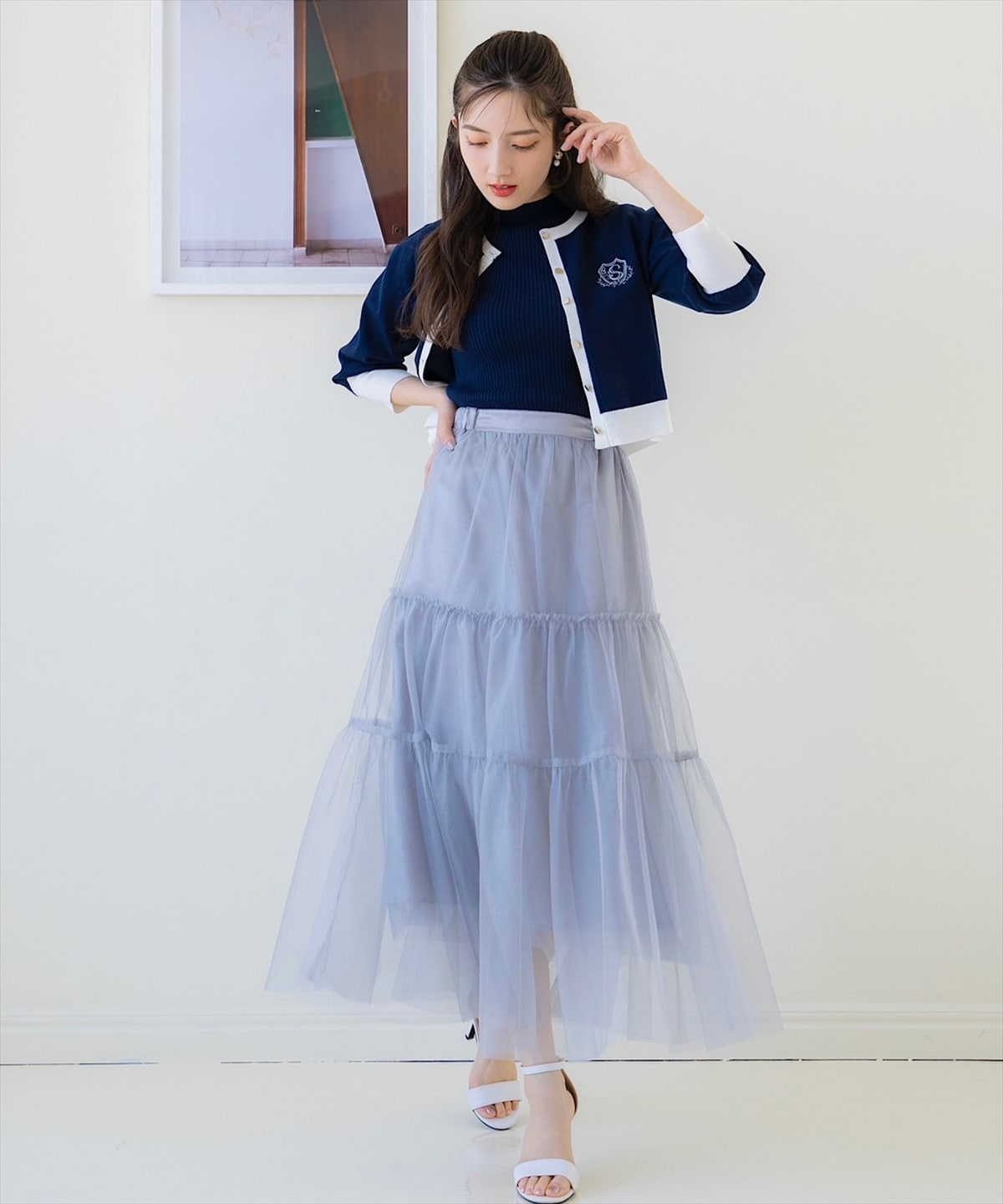 ブライトチュールレイヤードスカート