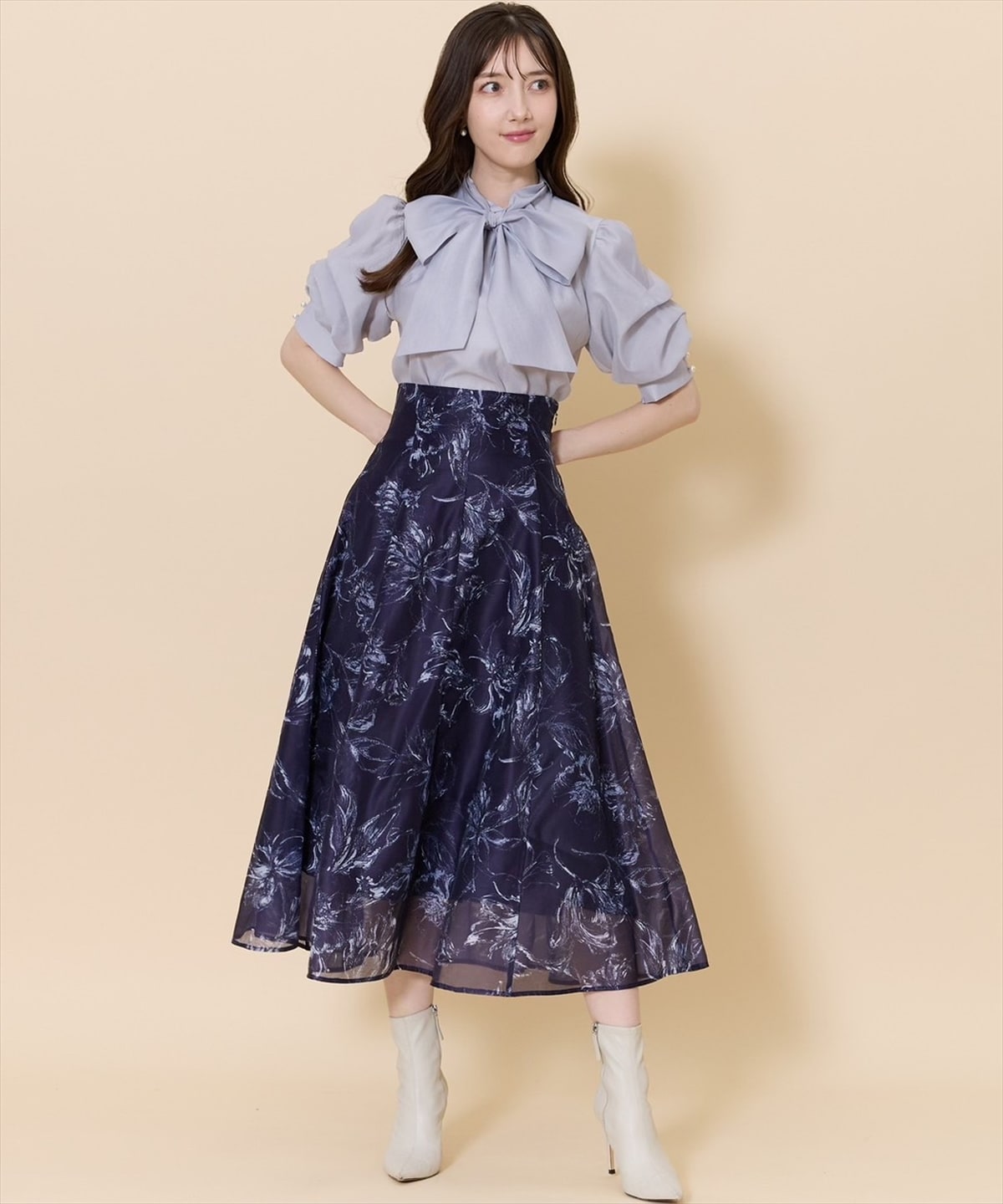 オリジナルシアースモーキーフラワーフレアスカート