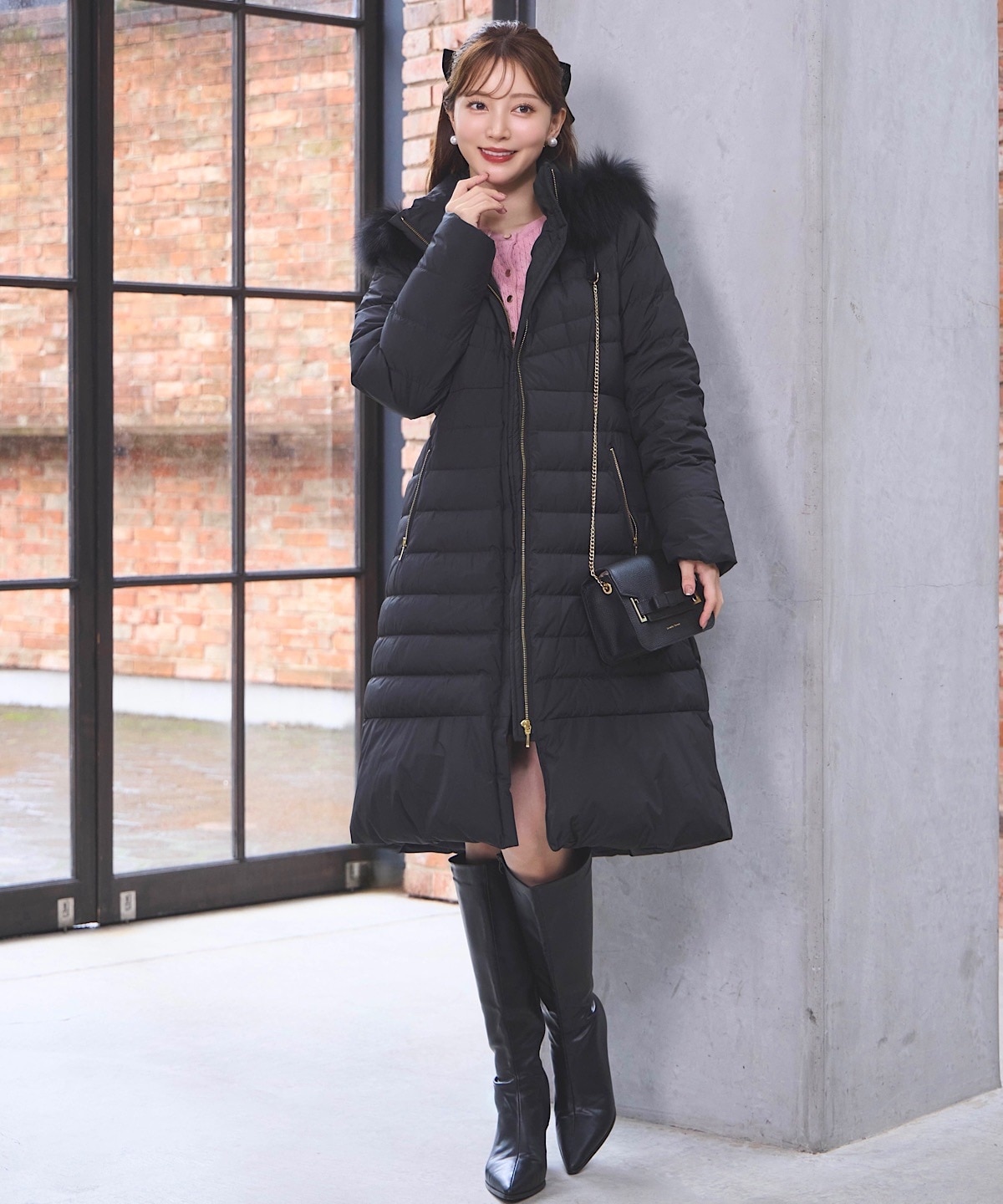 Foxファー付きコート