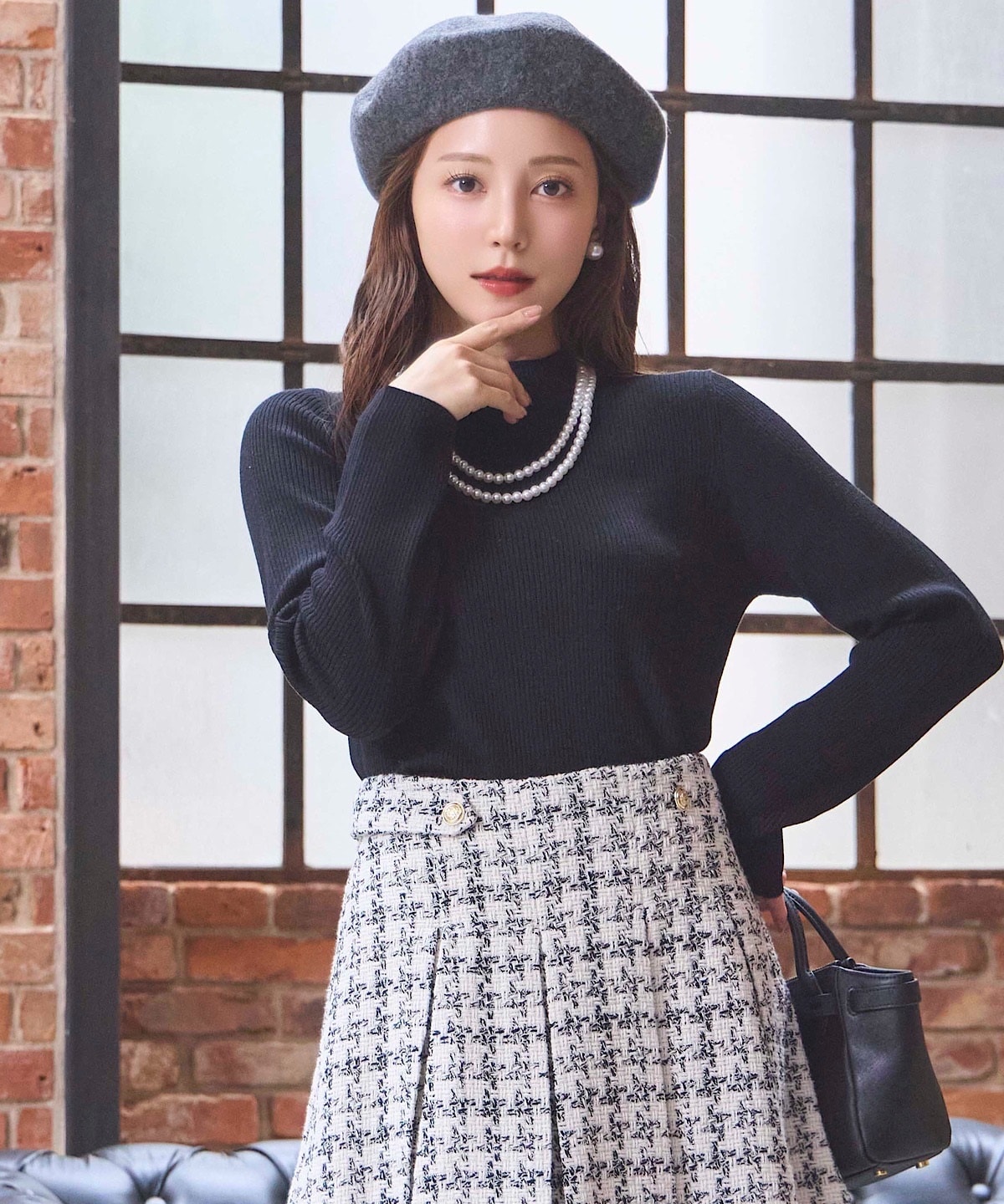 もっちり美シルエットプチハイネックニットプルオーバー